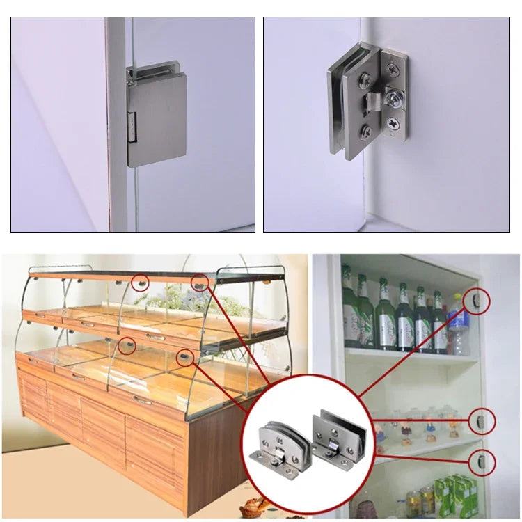 Open Hole Free Brushed Surface Glass Hinge, Size: S, 3-7mm, S