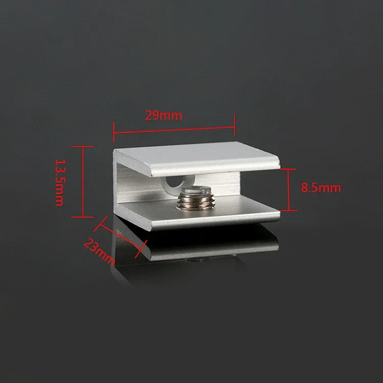 15개 싱글 홀 알루미늄 합금 유리 고정 클립, S, 8mm, S, 8mm