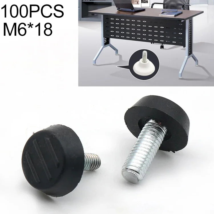100개 조절식 발판 가구 나사 지지 스텁, M6x18 (블랙), M6x18 (블랙)