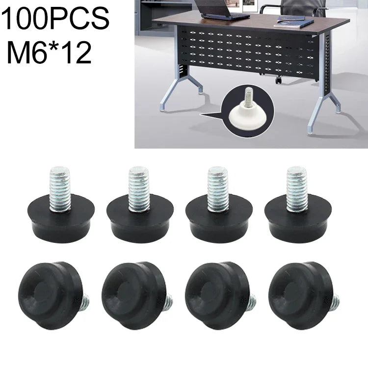 100개 조절식 발판 가구 나사 지지 스텁, M6x12, M6x12