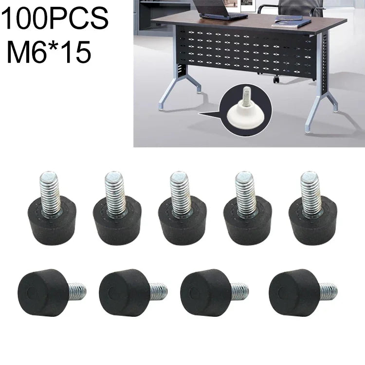100개 조절식 발판 가구 나사 지지 스텁, M6x15, M6x15