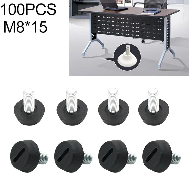 100개 조절식 가구 발 패드 나사 지지대 스텁, M8x15, M8x15