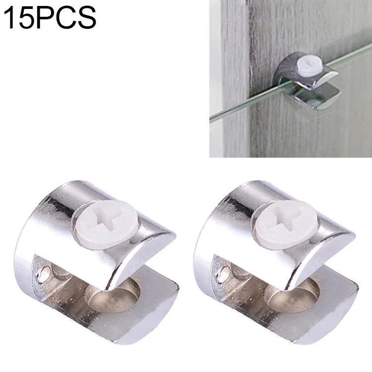 15개 아연 합금 광택 고정 브래킷 연결 12mm 원통형 유리 고정 클램프, 12mm 원통형