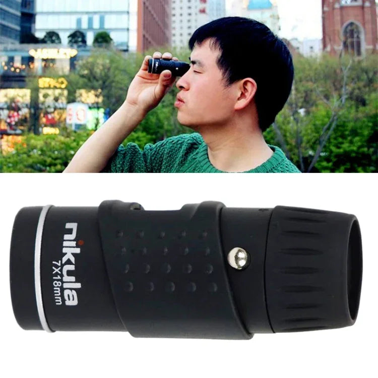 Nikula 7*18 휴대용 전문 하이 타임 고화질 이중 초점 줌 단안 포켓 망원경, 7x18