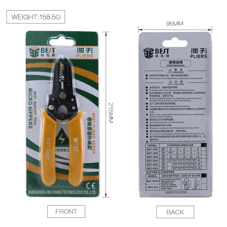 BEST-5021 0.6 ~ 2.6mm 휴대용 크림퍼 케이블 스트리핑 와이어 스트리핑 플라이어, BEST-5021