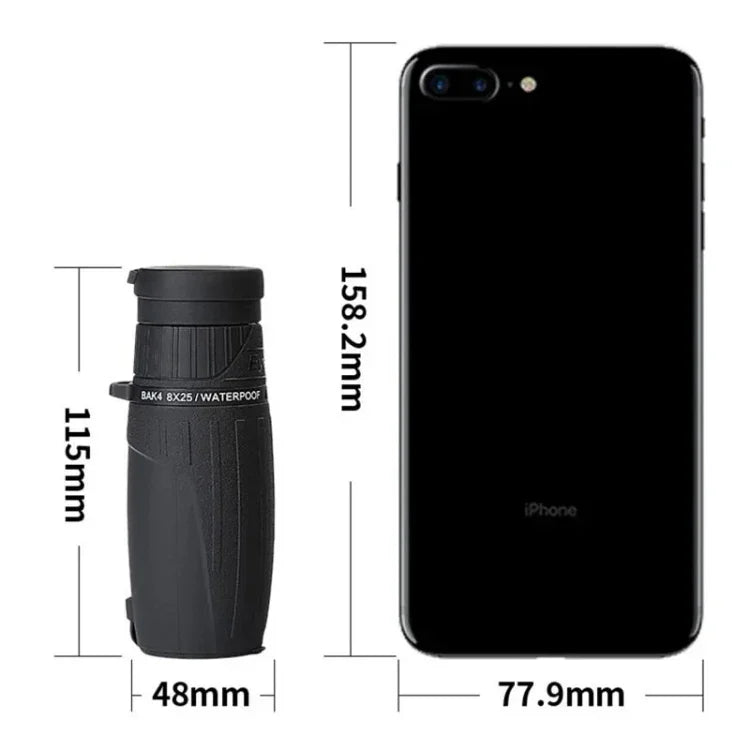 Eyeskey 10X25 휴대용 단안 쌍안경 대형 시야 저조도 야간 투시 망원경, 10X25