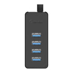 ORICO W5P-U3-30 4포트 USB 3.0 데스크탑 허브, 30cm 마이크로 USB 케이블 전원 공급, W5P-U3-30 블랙