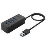 ORICO W5P-U3-30 4포트 USB 3.0 데스크탑 허브, 30cm 마이크로 USB 케이블 전원 공급, W5P-U3-30 블랙