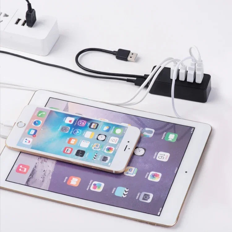 ORICO W5P-U3-30 4포트 USB 3.0 데스크탑 허브, 30cm 마이크로 USB 케이블 전원 공급, W5P-U3-30 블랙