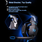 KOTION EACH G2000 오버이어 게임용 헤드폰 헤드셋 이어폰 헤드밴드 마이크 포함 스테레오 베이스 LED 라이트 PC 게이머용, 케이블 길이: 약 2.2m(화이트 + 레드), G2000
