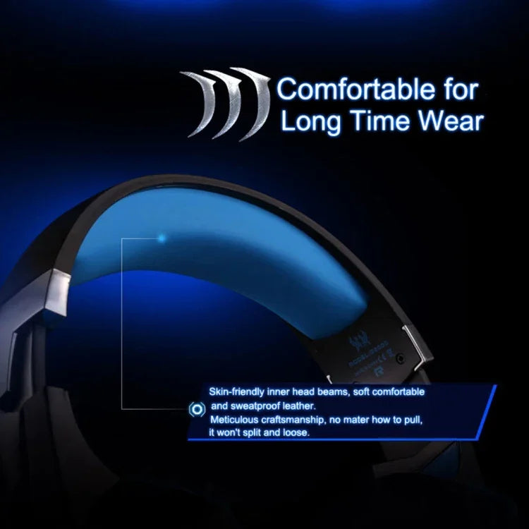 KOTION EACH G2000 오버이어 게임용 헤드폰 헤드셋 이어폰 헤드밴드 마이크 포함 스테레오 베이스 LED 라이트 PC 게이머용, 케이블 길이: 약 2.2m(화이트 + 레드), G2000