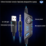 KOTION EACH G9000 3.5mm 게임용 헤드폰 헤드셋 이어폰 헤드밴드 마이크 포함 LED 라이트 노트북 / 태블릿 / 휴대폰용, 케이블 길이: 약 2.2m, G9000