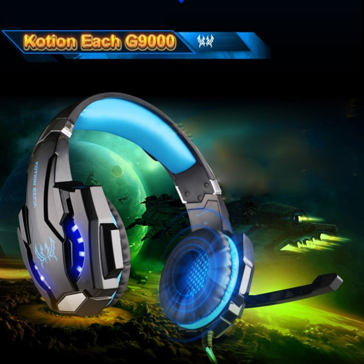 KOTION EACH G9000 3.5mm 게임용 헤드폰 헤드셋 이어폰 헤드밴드 마이크 포함 LED 라이트 노트북 / 태블릿 / 휴대폰용, 케이블 길이: 약 2.2m, G9000