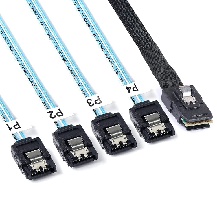 미니 SAS (SFF-8087) to 4 x SATA 7핀 암컷 포워드 브레이크아웃 6Gbps 데이터 케이블, 길이: 50cm, SFF-8087 (길이: 50cm)