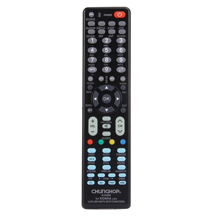 CHUNGHOP E-K906 KONKA LED TV / LCD TV / HDTV / 3DTV용 범용 리모컨, KONKA TV용