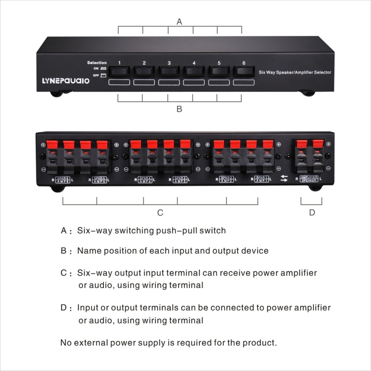 LINEPAUDIO B898 6방향 스테레오 스피커 / 앰프 비교기 양방향 선택 스위치 스위처
