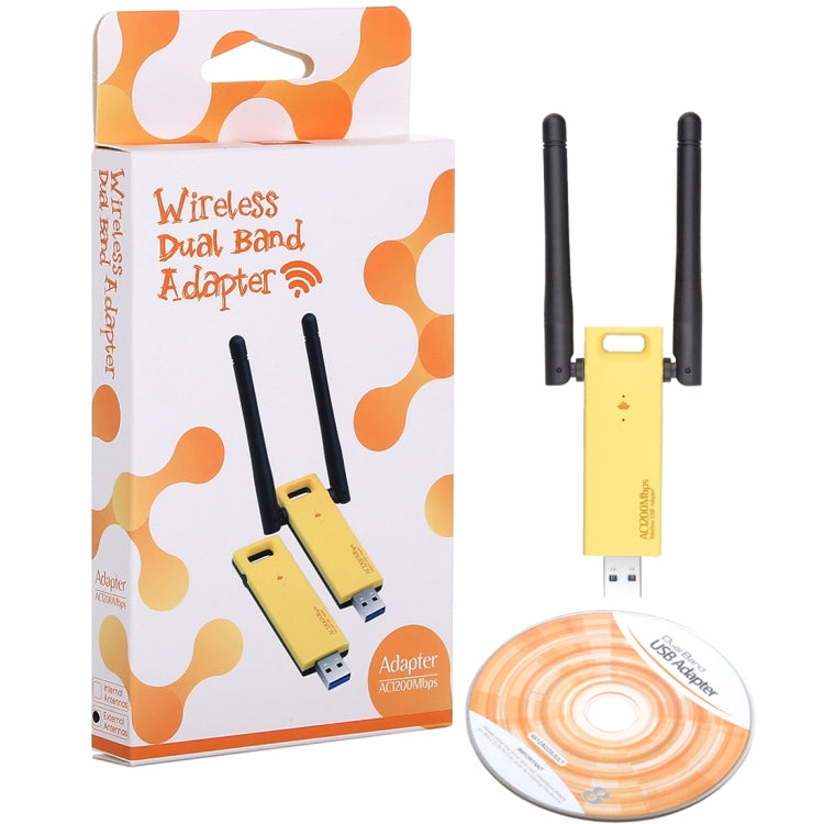 AC1200Mbps 2.4GHz & 5GHz 듀얼 밴드 USB 3.0 와이파이 어댑터 외장 네트워크 카드 2개 외장 안테나 포함, AC1200Mbps USB 3.0