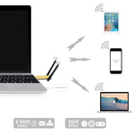 AC1200Mbps 2.4GHz & 5GHz 듀얼 밴드 USB 3.0 와이파이 어댑터 외장 네트워크 카드 2개 외장 안테나 포함, AC1200Mbps USB 3.0