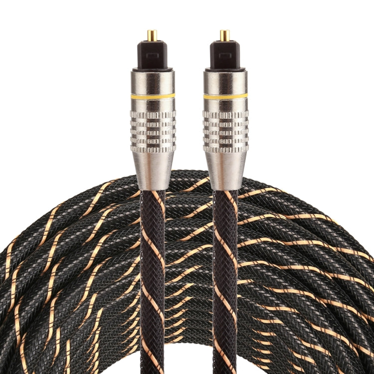 10m OD6.0mm 금도금 메탈 헤드 직조망 라인 토스링크 수컷-수컷 디지털 광 오디오 케이블, 길이: 10m