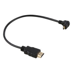 30cm 4K HDMI 수컷-마이크로 HDMI 역각 수컷 금도금 커넥터 어댑터 케이블, 30cm 역각