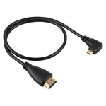50cm 4K HDMI 수컷-마이크로 HDMI 우각 수컷 금도금 커넥터 어댑터 케이블, 50cm 우각