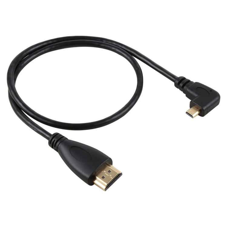 50cm 4K HDMI 수컷-마이크로 HDMI 우각 수컷 금도금 커넥터 어댑터 케이블, 50cm 우각