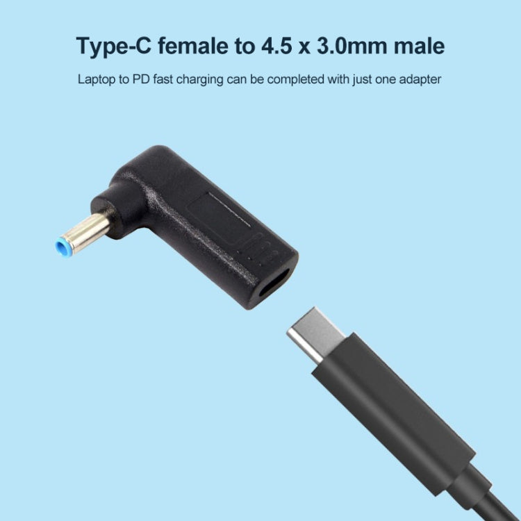 USB-C / Type-C 암컷 to 4.5 x 3.0mm 수컷 플러그 엘보 어댑터 커넥터, 4.5 x 3.0mm 엘보 블랙, 4.5 x 3.0mm 엘보 블루
