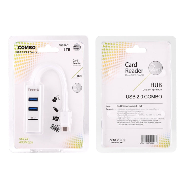 2-in-1 USB 3.1 USB-C / 타입-C to USB 2.0 콤보 3포트 허브 + TF 카드 리더기, 3포트 USB+TF 카드