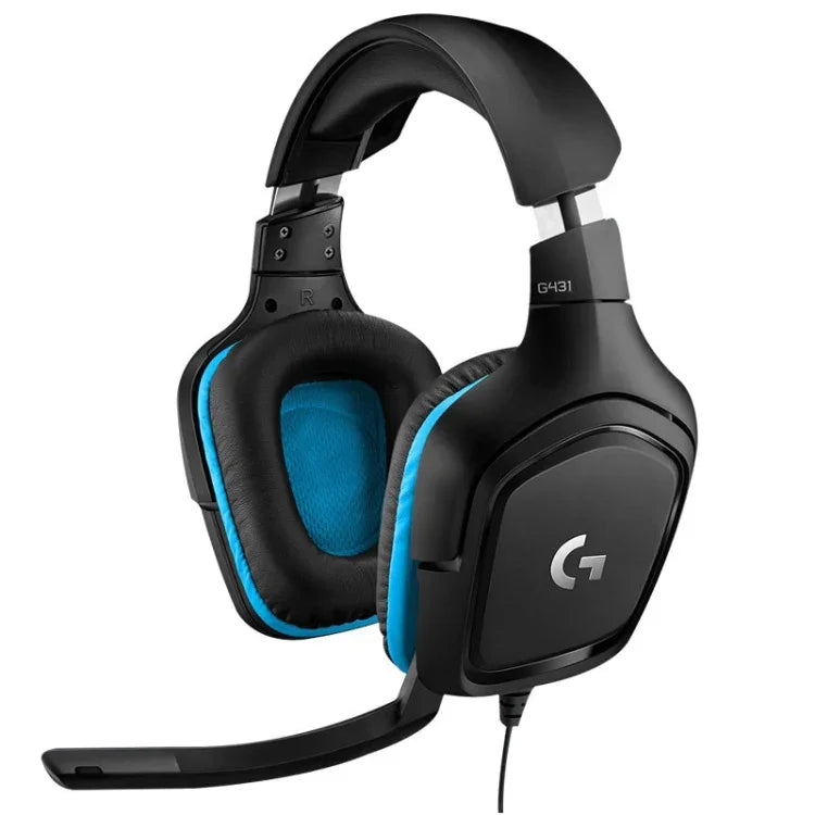 Logitech G431 돌비 7.1 서라운드 사운드 스테레오 접이식 노이즈 감소 경쟁용 게임용 헤드셋, G431