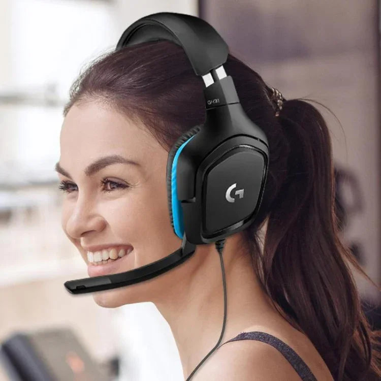 Logitech G431 돌비 7.1 서라운드 사운드 스테레오 접이식 노이즈 감소 경쟁용 게임용 헤드셋, G431