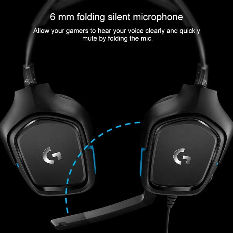 Logitech G431 돌비 7.1 서라운드 사운드 스테레오 접이식 노이즈 감소 경쟁용 게임용 헤드셋, G431
