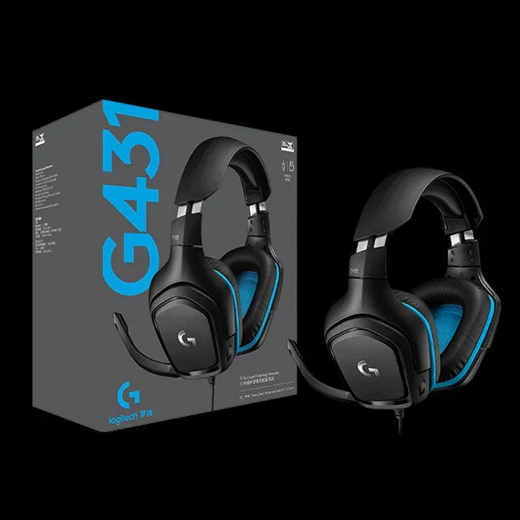 Logitech G431 돌비 7.1 서라운드 사운드 스테레오 접이식 노이즈 감소 경쟁용 게임용 헤드셋, G431