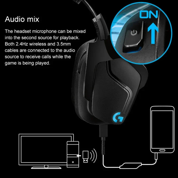 Logitech G933S 무선 유선 듀얼 모드 이어폰 돌비 7.1 스테레오 노이즈 감소 경쟁용 게임용 헤드셋, G933S