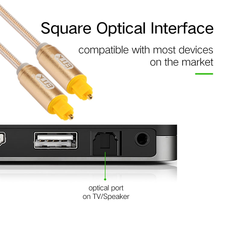 EMK 3m OD4.0mm 금도금 금속 헤드 직조선 토스링크 수-수 디지털 광 오디오 케이블, 길이: 3m