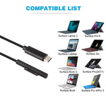 USB-C / 타입-C 6핀 자석 수 노트북 전원 충전 케이블 마이크로소프트 서피스 프로 7 / 6 / 5용, 케이블 길이: 약 1.5m, 마이크로소프트 서피스 프로 7 / 6 / 5용