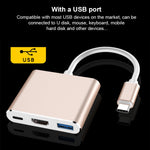 V125 USB-C / Type-C 수컷 to PD + HDMI + USB 3.0 암컷 3-in-1 컨버터, 3-in-1
