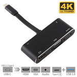 V126 USB-C / Type-C 수컷 to PD + HDMI + VGA + 오디오 + USB 3.0 암컷 5-in-1 컨버터, 5-in-1