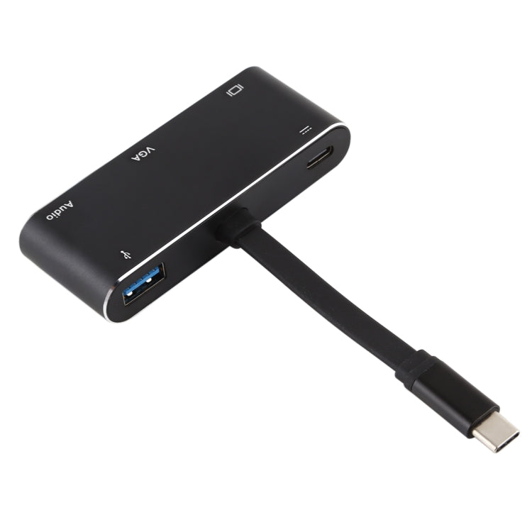 V126 USB-C / Type-C 수컷 to PD + HDMI + VGA + 오디오 + USB 3.0 암컷 5-in-1 컨버터, 5-in-1