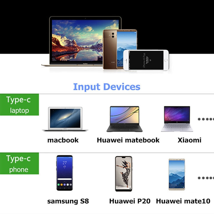 V126 USB-C / Type-C 수컷 to PD + HDMI + VGA + 오디오 + USB 3.0 암컷 5-in-1 컨버터, 5-in-1