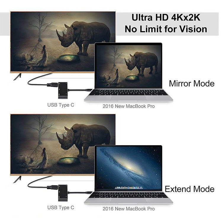 V126 USB-C / Type-C 수컷 to PD + HDMI + VGA + 오디오 + USB 3.0 암컷 5-in-1 컨버터, 5-in-1