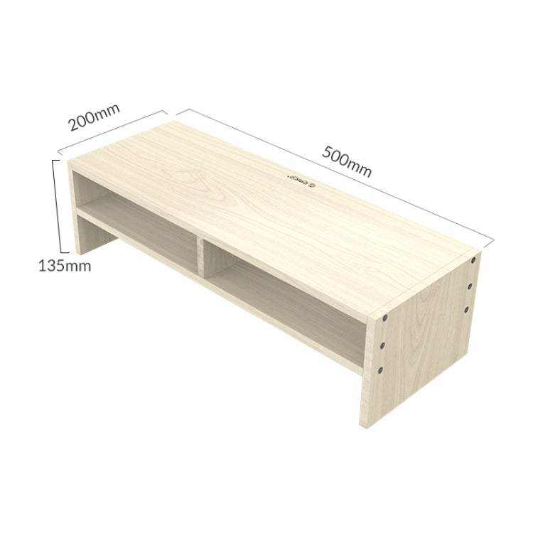 ORICO MSR-04-WD-BP 칸막이 있는 2단 나무결 컴퓨터 모니터 홀더, 크기: 50 x 20 x 13.5cm, 칸막이 포함 2단, 크기: 50 x 20 x 13.5cm