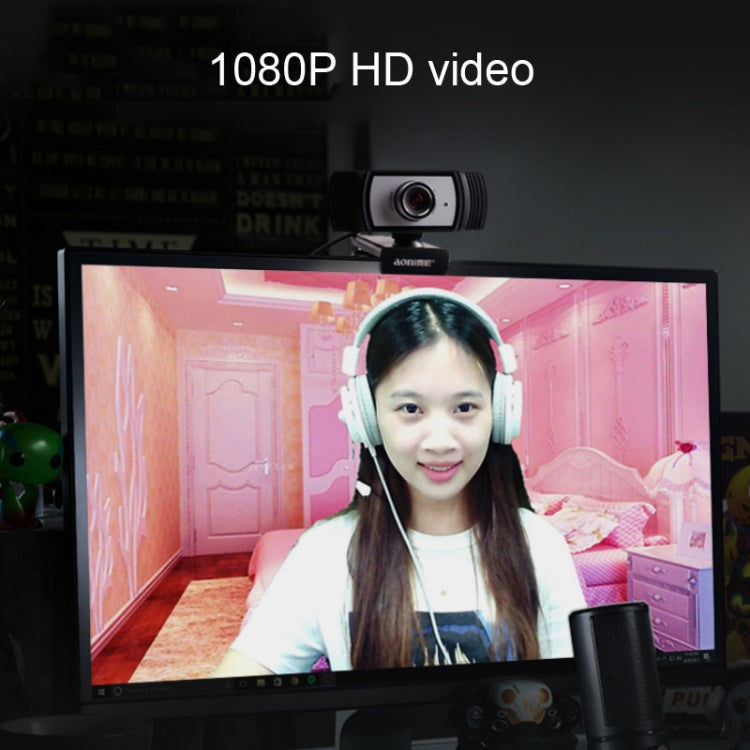 Aoni C33 뷰티 FHD 1080P IPTV 웹캠 화상회의 강의 라이브 방송 컴퓨터 카메라 마이크 포함, 드라이브 필요 없는 플러그 앤 플레이, C33