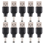 10개 5.5 x 2.1mm 수컷 to USB 2.0 수컷 DC 전원 플러그 커넥터, 5.5 x 2.1mm