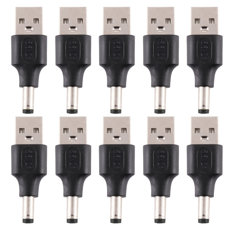 10개 5.5 x 2.1mm 수컷 to USB 2.0 수컷 DC 전원 플러그 커넥터, 5.5 x 2.1mm