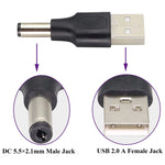 10개 5.5 x 2.1mm 수컷 to USB 2.0 수컷 DC 전원 플러그 커넥터, 5.5 x 2.1mm