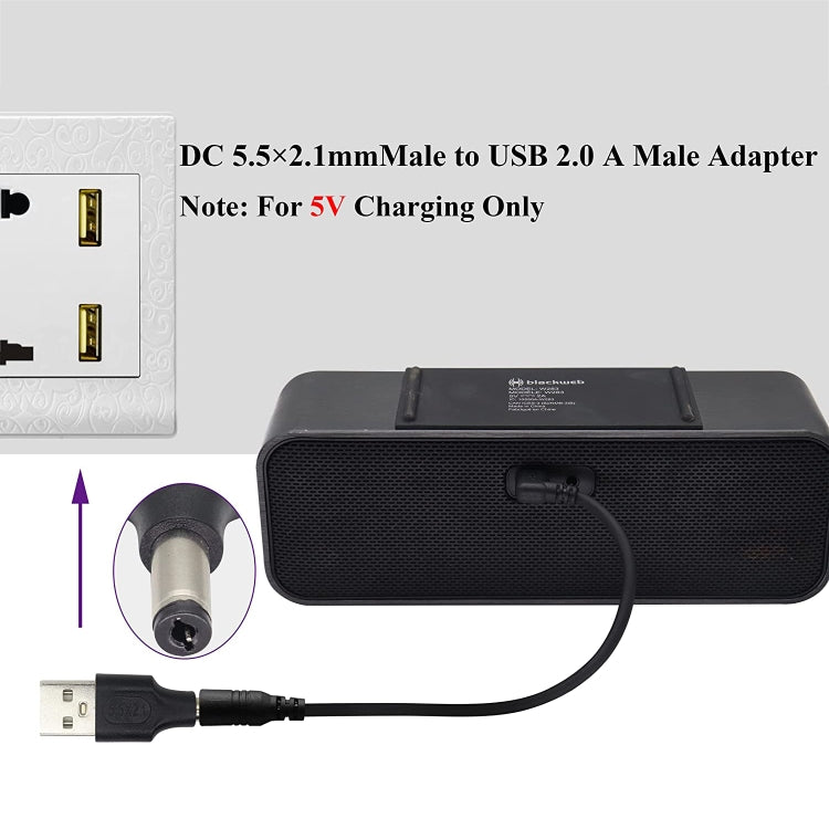 10개 5.5 x 2.1mm 수컷 to USB 2.0 수컷 DC 전원 플러그 커넥터, 5.5 x 2.1mm