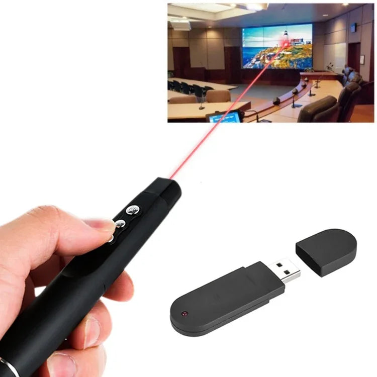 2.4GHz 무선 레이저 파워포인트 페이지 넘김 펜 멀티미디어 무선 프레젠테이션 프로젝션 펜 USB 수신기 포함, 원격 제어 거리: 30m, 30m