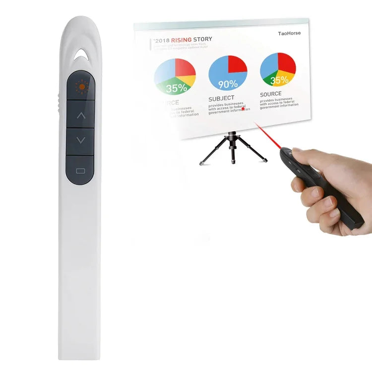 XM930 2.4GHz 무선 레이저 파워포인트 페이지 넘김 펜 멀티미디어 무선 프레젠테이션 프로젝션 펜 USB 수신기 포함, 저전력 알림 지원, 리모컨 제어 거리: 100m, 100m 화이트, 100m 블랙