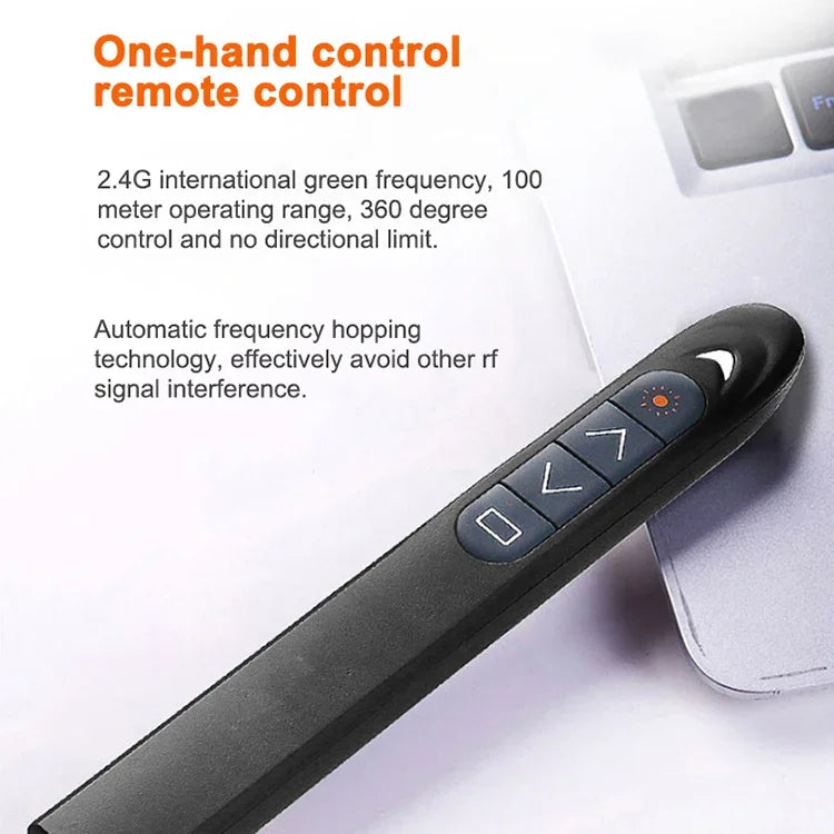 XM930 2.4GHz 무선 레이저 파워포인트 페이지 넘김 펜 멀티미디어 무선 프레젠테이션 프로젝션 펜 USB 수신기 포함, 저전력 알림 지원, 리모컨 제어 거리: 100m, 100m 화이트, 100m 블랙