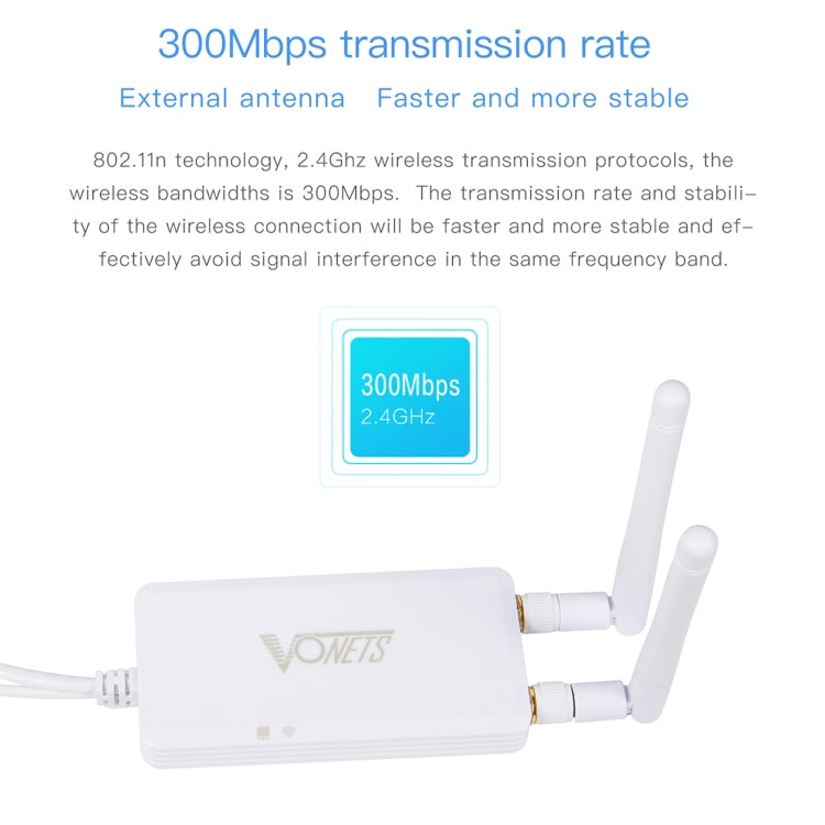 VONETS VAP11S 2.4G 미니 무선 브리지 300Mbps WiFi 리피터 2 안테나 포함, VAP11S